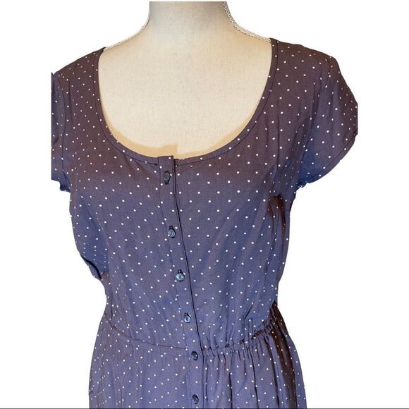 LEVIS lavender dress w/ white polka dots, lightweight w/ Button Closure, Size S - Picture 2 of 10